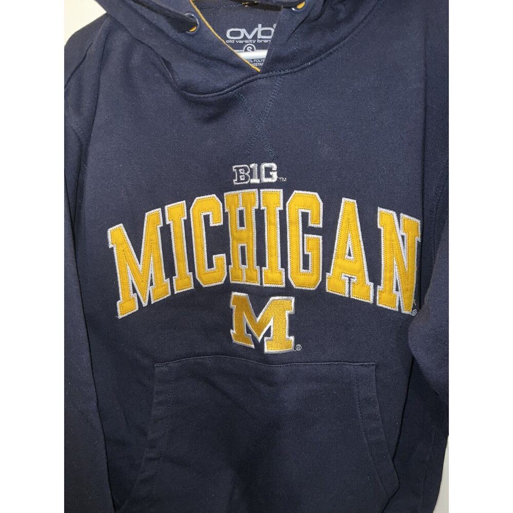 Michigan Wolverines Men's S Blue Yellow Pullover Hoodie Sweatshirt Vintage